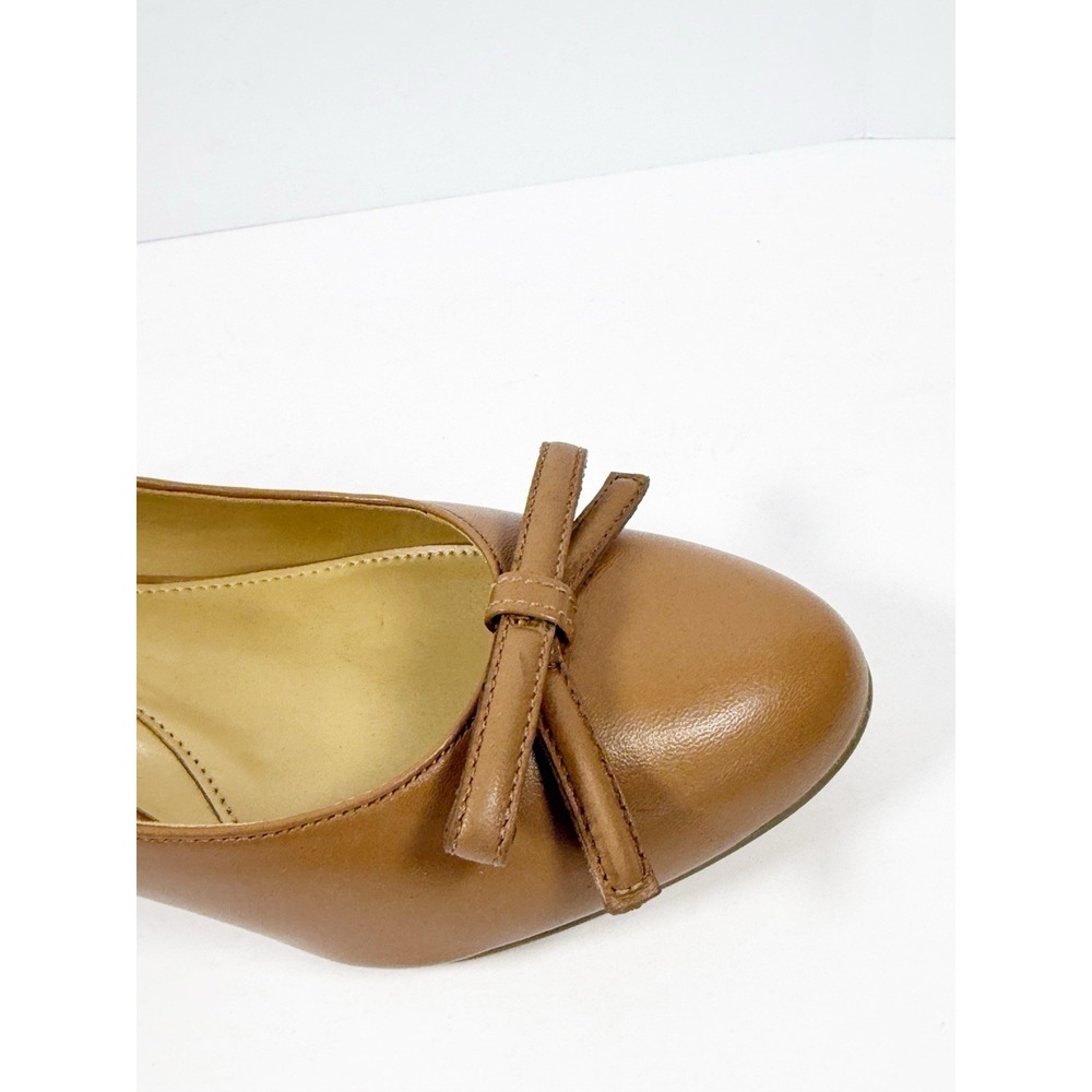 Talbots Isa Bow Nappa Pumps Block Heels Slip On Leather Office Minimalist Tan 7 - Picture 10 of 16